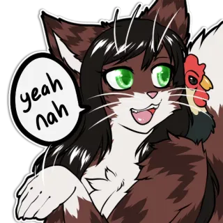 😶 yeah nah cat girl, anthro, animal, hybrid, yeah nah, sticker telegram sticker