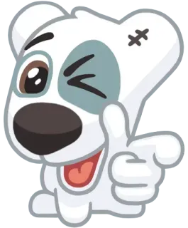 😉 chien, animal, dessin animé, mignon, pouce levé, approbation, autocollant whatsapp sticker