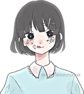 😋 Fille anime, Dessin animé, Autocollant, Mignon, Fille telegram sticker