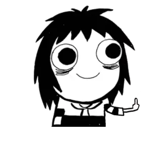 🖕 doigt d'honneur, offensant, dessin animé, geste, impoli, noir et blanc telegram sticker