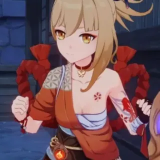🎆 Yoimiya Genshin Impact Yoimiya, Genshin Impact, Anime, Videojuego, Personaje whatsapp sticker
