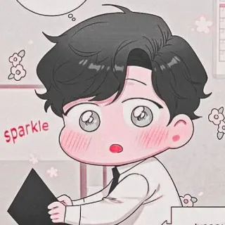 🐇 sparkle scintillio, carino, kawaii, chibi, ufficio, uomo whatsapp sticker
