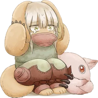 😰 Nanachi Made in Abyss นานาจิ, เมดอินอ abyss, อนิเมะ, น่ารัก, ร้องไห้ whatsapp sticker