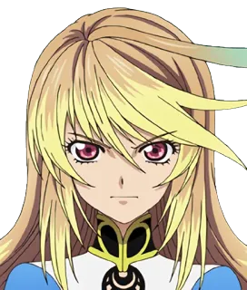😠 Anime, Manga, Personaggio, Capelli biondi, Occhi rosa, Serio, Ritratto whatsapp sticker