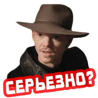 🤨 СЕРЬЕЗНО? sérieux, question, russe, homme, fedora telegram sticker