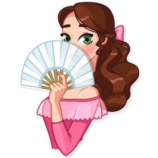 😳 femme, fille, fan, dessin animé, illustration, rose, mignon telegram sticker