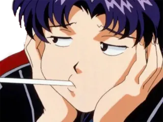 🔷 Misato Katsuragi Neon Genesis Evangelion anime, Misato, Evangelion, annoiato, sigaretta telegram sticker