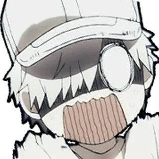 🩸 White Blood Cell Cells at Work! Anime, Les Brigades Immunitaires, Globule blanc, Personnage, Inquiet, Choqué, Visage telegram sticker