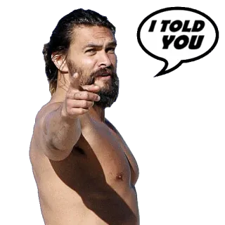 👉 I TOLD YOU hombre, señalando, barba, bocadillo, aquaman, jason momoa telegram sticker