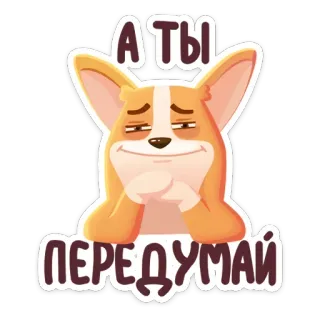 ☺️ А ты передумай cachorro, corgi, fofo, engraçado, texto, russo telegram sticker