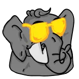 👍 éléphant, animal, dessin animé, lunettes, doigt d'honneur, geste, offensant telegram sticker