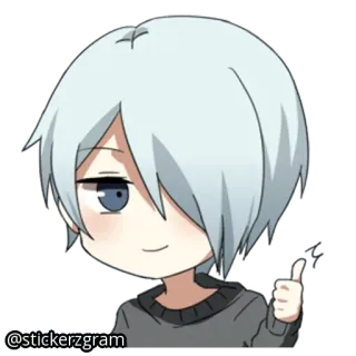 👍 @stickerzgram Аниме, Чиби, Милый, Аватар, Мультфильм, Манга, Большой палец вверх telegram sticker