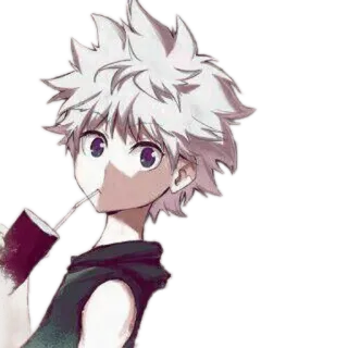 ❓ Killua Zoldyck Hunter x Hunter アニメ, キルア, HUNTER×HUNTER, 漫画のキャラクター, 飲酒 telegram sticker