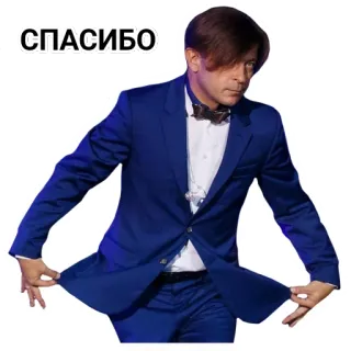 🤗 СПАСИБО dziękuję, garnitur, mężczyzna, muszka, strój formalny, rosyjski, dziękuję telegram sticker