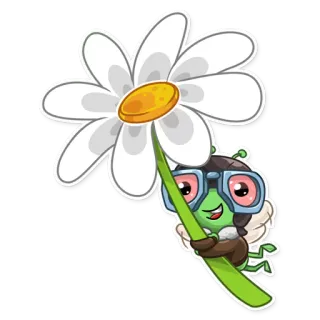 ❤ inseto, flor, piloto, desenho animado, caprichoso, fofo, margarida, adesivo telegram sticker