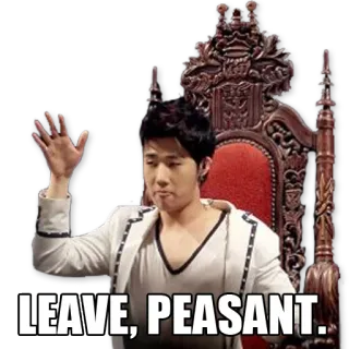 😎 LEAVE, PEASANT. 무시하는, 농부, 오만, 무례한, 거들먹거리는 telegram sticker