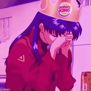🌟 Misato Katsuragi Neon Genesis Evangelion BURGER KING telegram sticker