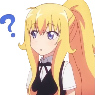 ❓ Anime, Fragezeichen, Cartoon, blonde Haare, verwirrt, Manga, Mädchen whatsapp sticker