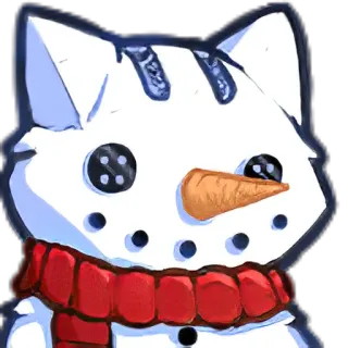 ⛄️ кот, снеговик, зима, шарф, морковь, милый, праздник telegram sticker