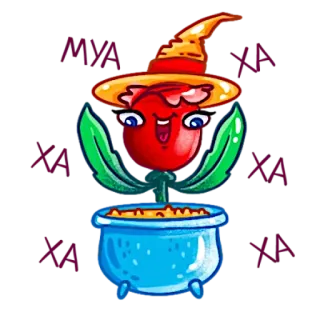 🧙 penyihir, halloween, tanaman, bunga, sihir, pot, kuali whatsapp sticker