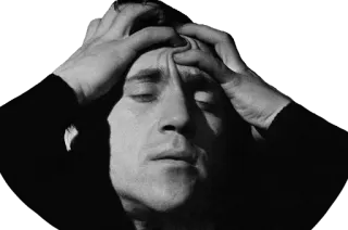 😔 Stress, Frustration, Anxiété, Dépression, Tristesse, Désespoir, Santé mentale, Noir et blanc telegram sticker