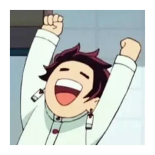 🥳 Tanjiro Kamado Demon Slayer Anime, Demon Slayer, Tanjiro, Celebración, Feliz, Dibujos animados, Personaje telegram sticker