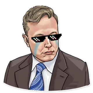 🥲 Elon Musk Elon Musk, tech, mème, portrait, lunettes de soleil telegram sticker