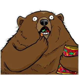 🍬 urso, comendo, doce, desenho animado, animal, engraçado telegram sticker
