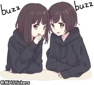 😏 buzz buzz Аниме, Девочки, Милые, Близнецы, Мультфильм telegram sticker