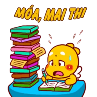 😱 MOÁ, MAI THI exames, stress, estudo, teste, vietnamita, desenho animado whatsapp sticker