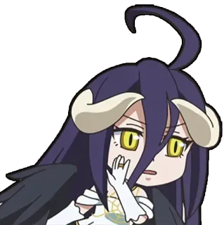 🤫 Albedo Overlord Anime, Kartun, Iblis, Tanduk, Stiker, Albedo, Overlord telegram sticker