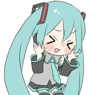 😝 Hatsune Miku hatsune miku, vocaloid, anime, chibi, kawaii, fofo whatsapp sticker
