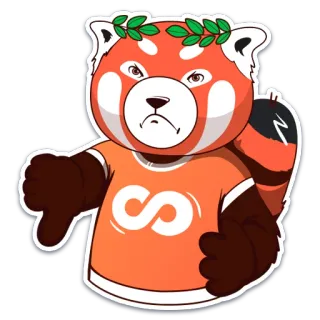 👎 แพนด้า, ไม่ชอบ, ไม่ถูกใจ, สติกเกอร์, การ์ตูน, สัตว์, แพนด้าแดง telegram sticker