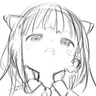 🕸️ 动漫, 猫娘, 素描, 卡通 whatsapp sticker