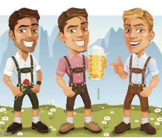 👬 birra, lederhosen, oktoberfest, cartoni animati, uomini telegram sticker