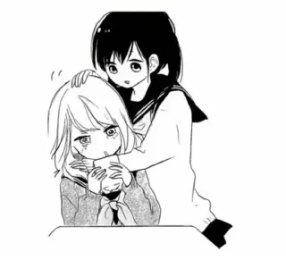☹ manga, anime, schoolgirl, sad, friend, comfort telegram sticker