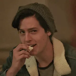 ☁ homem, chapéu, comendo, pipoca, jaqueta, retrato telegram sticker