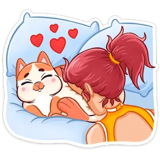 😻 kucing, gadis, pelukan, cinta, sayang, hewan peliharaan telegram sticker
