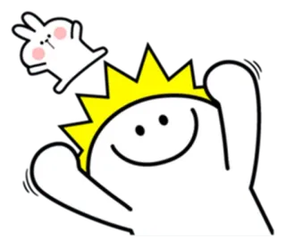 🙂 Dibujo animado, Lindo, Personaje, Conejo, Feliz, Sonrisa whatsapp sticker
