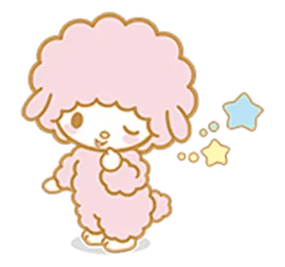 😉 sanrio, kawaii, ovelha, rosa, desenho animado, fofo, personagem telegram sticker