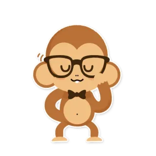 🤓 monyet, menari, kartun, kacamata, dasi kupu-kupu, hewan telegram sticker