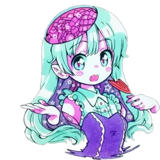 ✨ アニメ, カートゥーン, ファンタジー, 可愛い, 女の子, ロリポップ telegram sticker