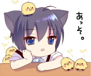 😞 Anime, Hoạt hình, Chibi, Dễ thương, Động vật, Mèo, Chim whatsapp sticker
