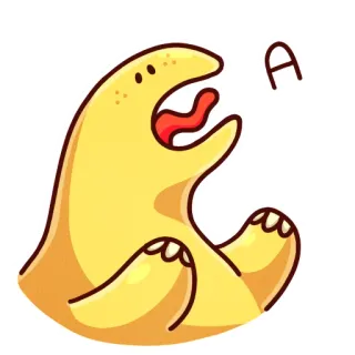😮 A stiker, kartun, blob, kuning, imut, huruf telegram sticker