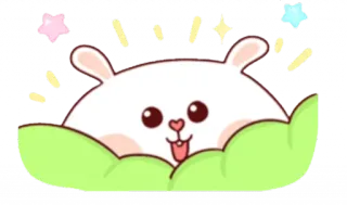 😃 милый, животное, зайчик, кролик, каваий, трава, звезды telegram sticker