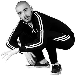 😈 agachado, homem, fato de treino, tênis, Europa Oriental, careca telegram sticker