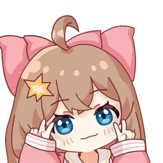 🤗 fille anime, mignon, personnage, signe de paix, deux doigts whatsapp sticker