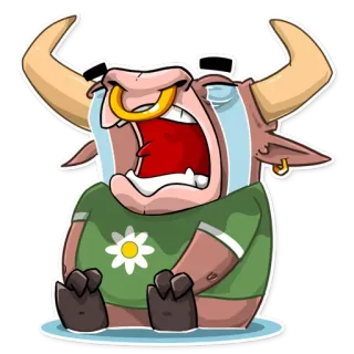 😭 Stier, weinen, traurig, Tier, Cartoon, Sticker telegram sticker
