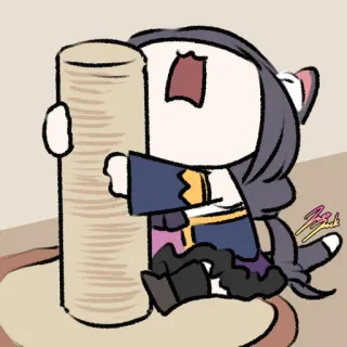 😦 кот, аниме, мультфильм, милый, hololive, вайфу whatsapp sticker