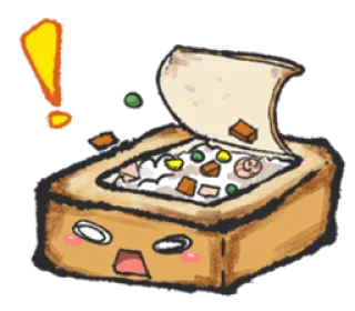 😦 Boîte, Nourriture, Toast, Dessin animé whatsapp sticker